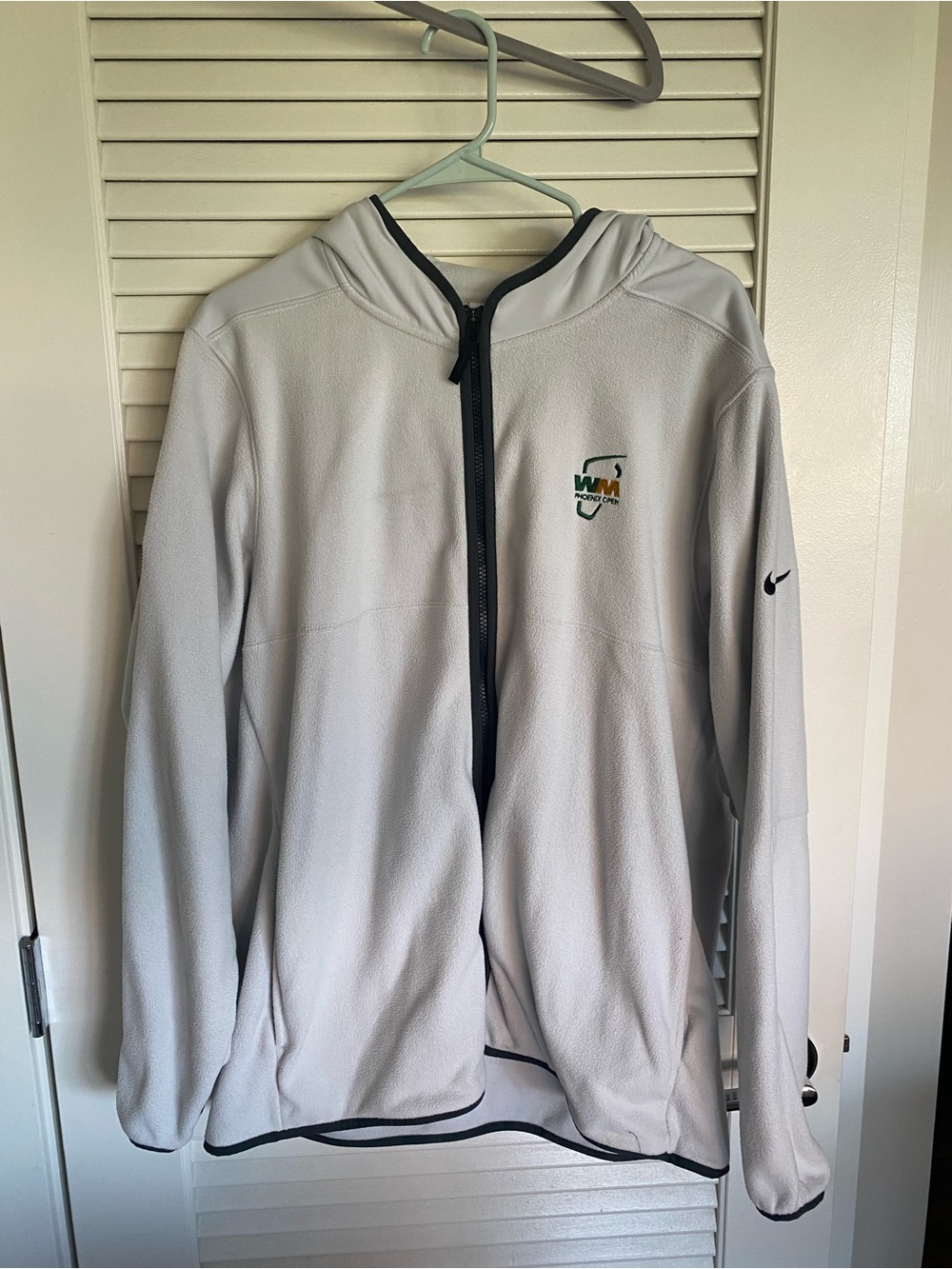 Nike Light Gray Full-Zip Hooded Jacket with Black Trim